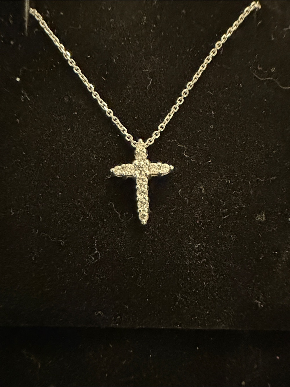 Sterling silver and natural diamond cross necklace